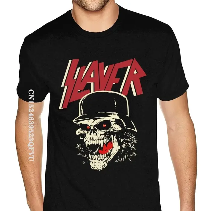 Cool Slayer t-shirt Grunge Rock Band hommes t-shirt hommes Punk Rock coton urbain t-shirt pas cher Discount Vintage t-shirt