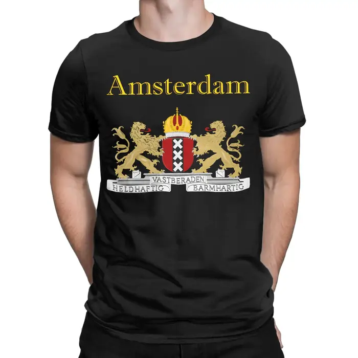 T-shirt vintage avec emblème d'Amsterdam, en coton, pour hommes, vêtements d'été Y2K, basiques, imprimés, à manches courtes