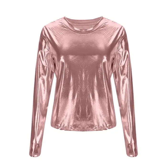 T-shirt Crop Top Brillant et Tendance pour Femme – Col Rond