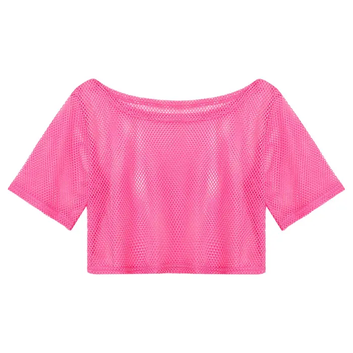 T-shirt en résille Chang des années 80 néon pour femme