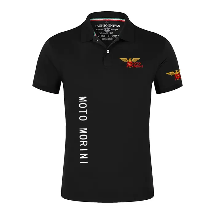 2024 Moto Morini nouveaux hommes mode impression été manches courtes couleur unie classique décontracté mince ordinaire Polo hauts
