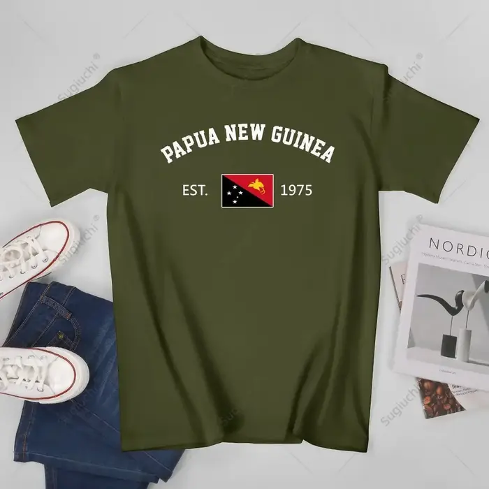 Unisexe hommes papouasie-nouvelle-guinée EST.1975 jour de l'indépendance T-Shirt t-shirts femmes garçons 100% coton