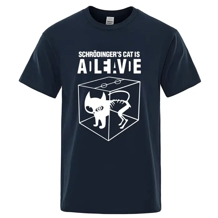 T-shirt homme Top qualité coton Schrodinger chat imprimé été à manches courtes hommes T-shirt décont