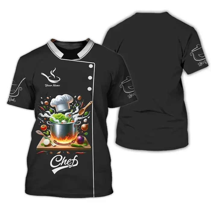 Chef travail T-shirt pour hommes drôle personnalité modèle col rond t-shirts impression 3D mode