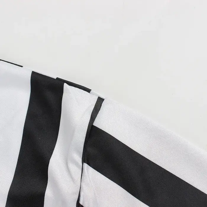 Nouveau T-shirt d'arbitre à col à revers côtelé rayé noir et blanc pour hommes et femmes