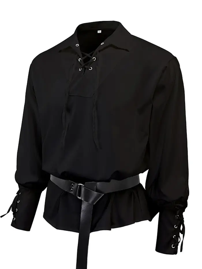 (Polo ample de style pirate médiéval vintage pour homme