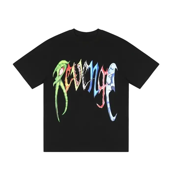 T-shirt à motif graphique effet métal 2D style gothique, hauts noirs streetwear à imprimé lettres au