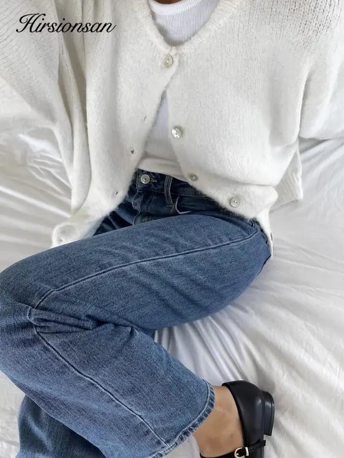 Hirsionsan élégant à manches longues pull femmes 2024 nouveau simple boutonnage femme Cardigan décontracté doux cachemire tricoté vêtements d'extérieur