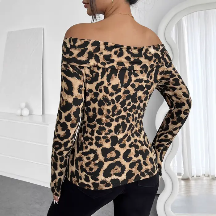 T-shirt à manches longues et épaules dénudées pour femme