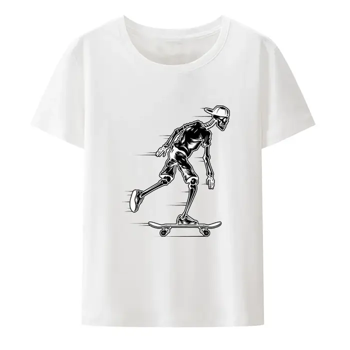 T-shirt unisexe avec impression de patins de crâne drôle