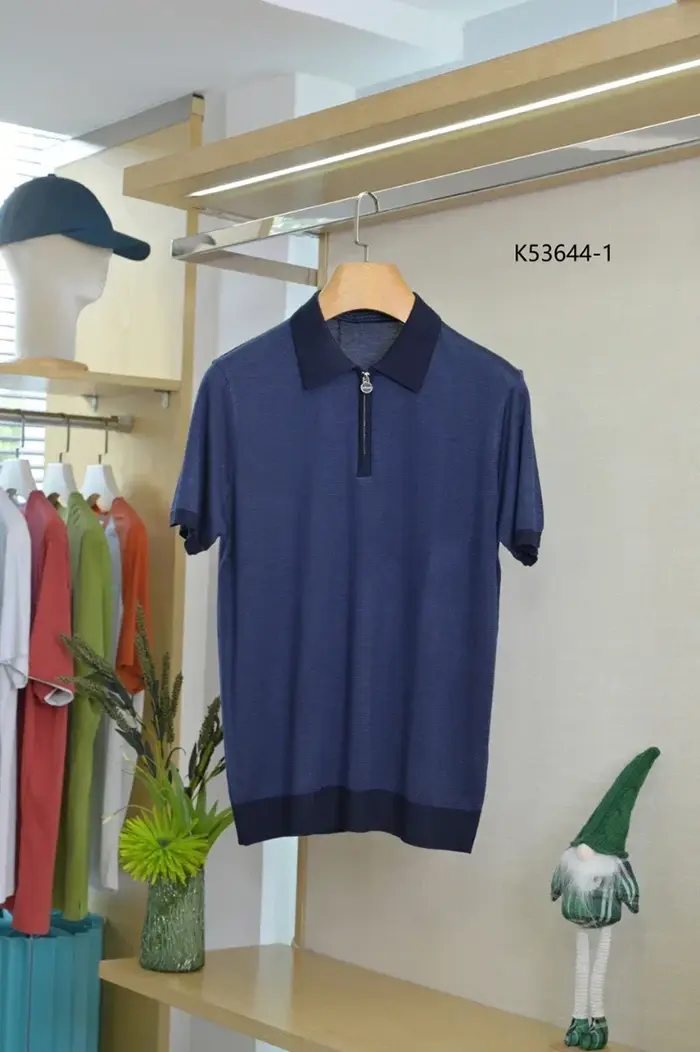 OECHSLI polo soie hommes 2025 nouvelle mode broderie élastique à manches courtes mince fermeture éclair qualité grande taille M-4XL