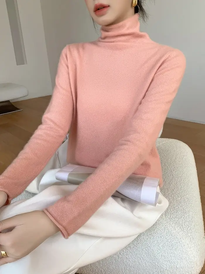 Choix femmes 100% pull en cachemire col roulé à manches longues