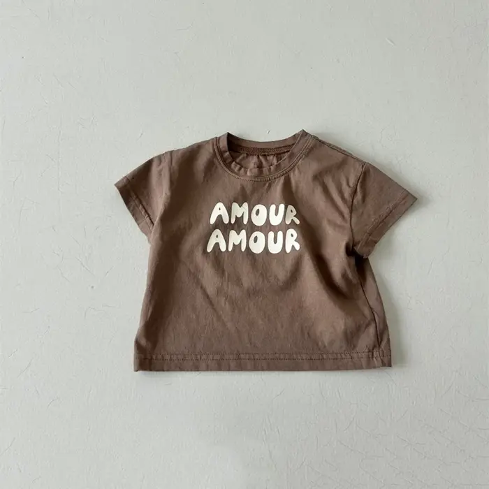 Bébé à manches courtes t-shirt garçon filles mignon Simple lettre impression
