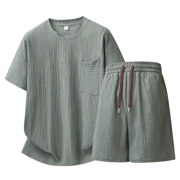 【Top 5-Point Pants】Ensemble T-shirt pour homme