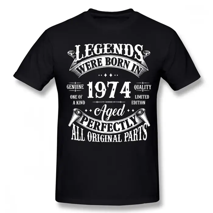 50e anniversaire légendes Vintage né en 1974 50 ans T-shirt Streetwear manches courtes cadeaux été Style