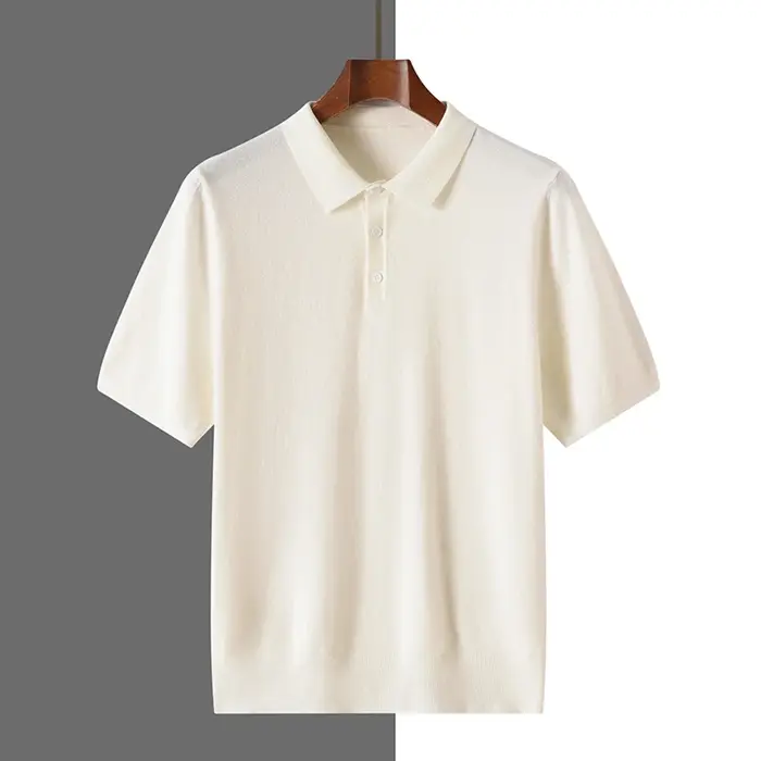 2025 classique col Polo T-Shirt pull hommes tricots laine Lyocell mélange
