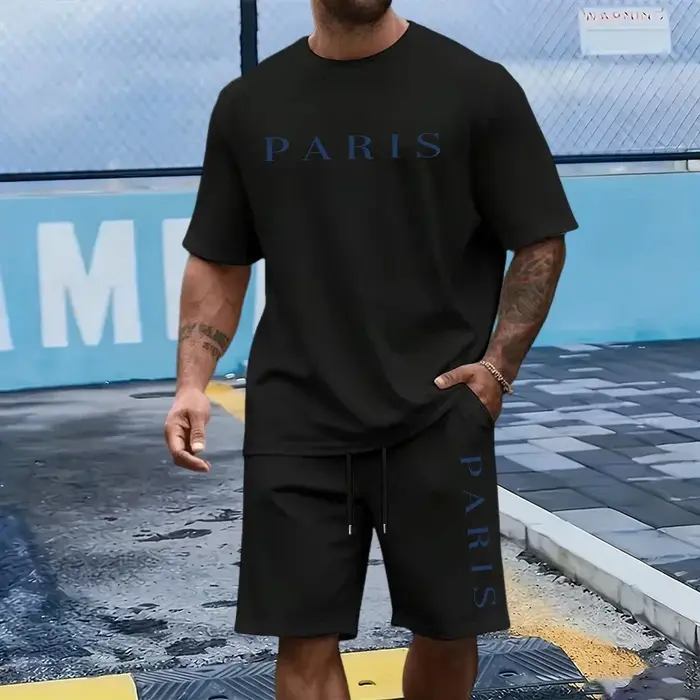 Nouvel ensemble homme 2026 : T-shirt en coton et short de sport – Tenue décontractée d'été à manches courtes pour la maison et l'extérieur
