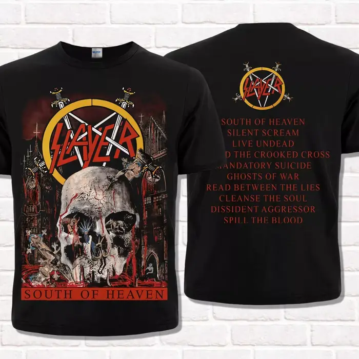 Slayer T-Shirt noir sud du ciel 1988 Thrash métal métal lourd T-Shirt t-shirts hauts unisexe coton à