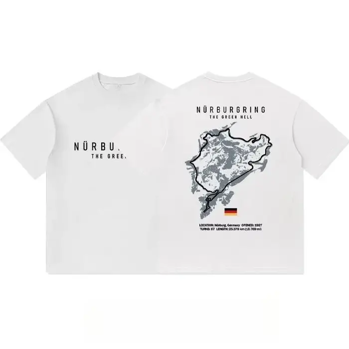 T-shirt à manches courtes en pur coton imprimé avec la carte du circuit North Loop pour hommes, vête