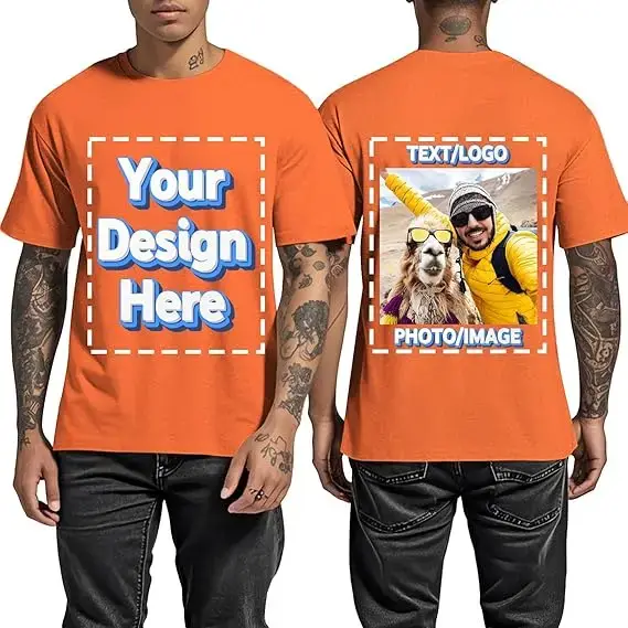 T-shirts personnalisés pour hommes, chemise personnalisée avec impression avant et arrière, créez votre propre tee-shirt, photo personnalisée, texte, logo, cadeaux originaux
