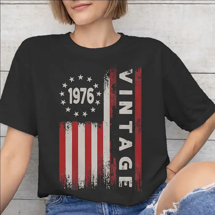 T-shirt imprimé vintage 1976 pour hommes et femmes