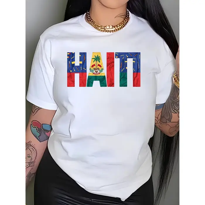 T-shirt graphique drapeau d'Haïti
