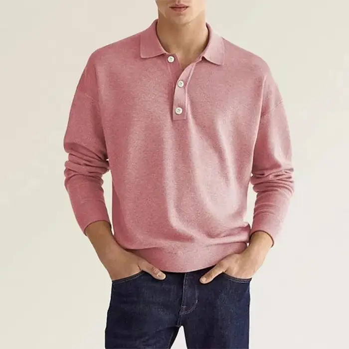 Polo à manches longues et revers pour homme