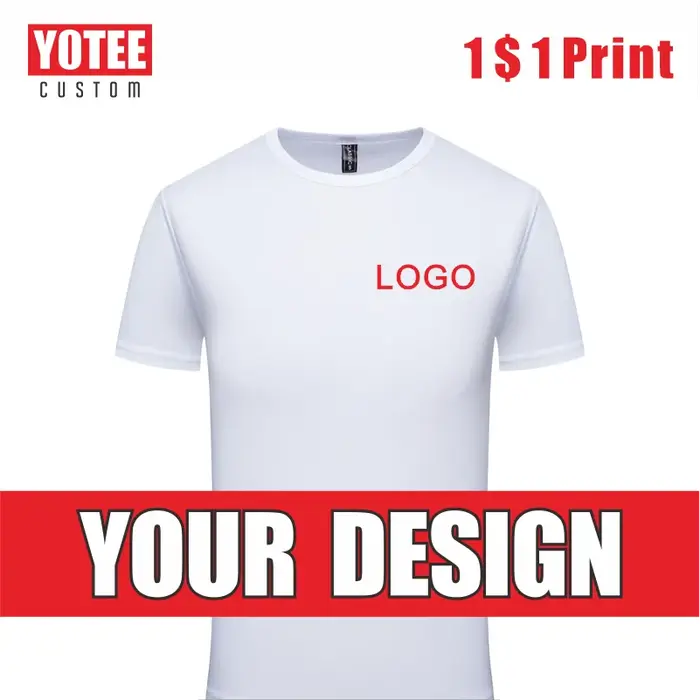 T-Shirt homme LOGO séchage rapide personnalisé sport Fitness groupe personnel haut brodé Polyester bricolage