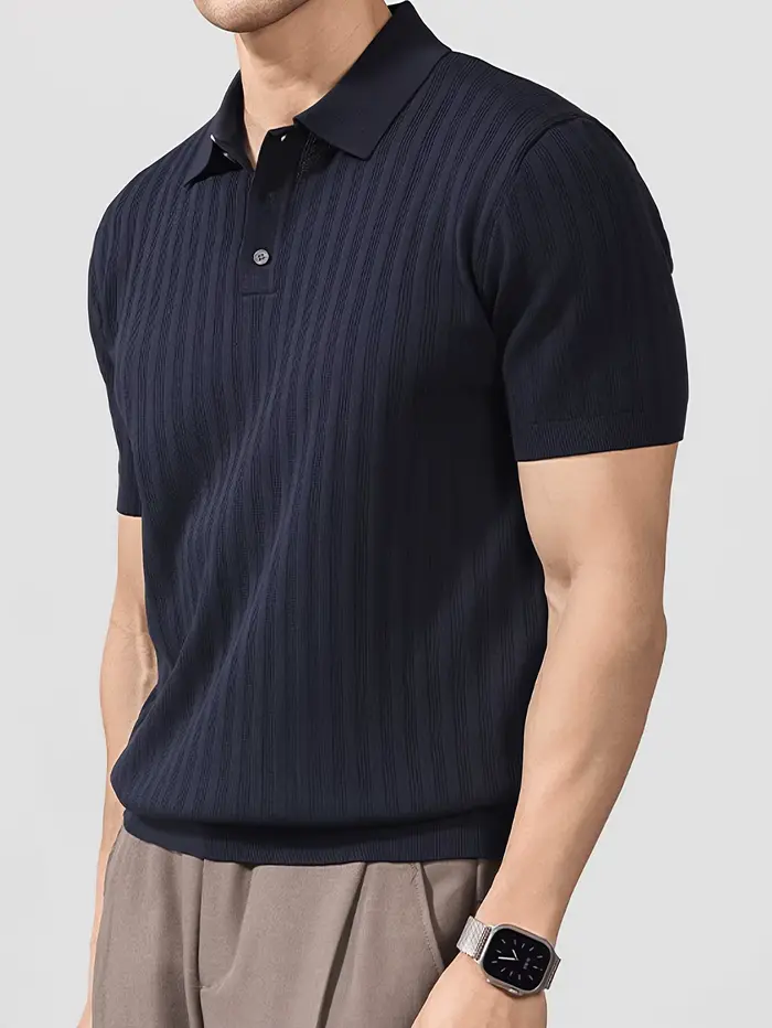 Polo en maille de soie rafraîchissante pour homme, élégant et tendance, idéal pour l'été, avec col,