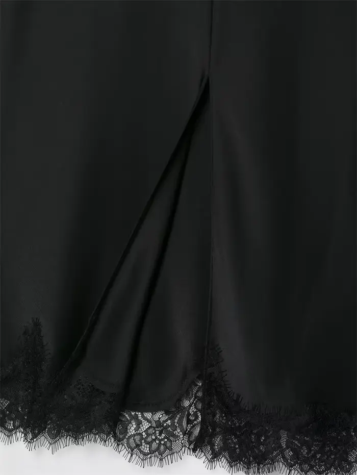 Satin dentelle noir asymétrique hauts femmes Sexy licou dos nu