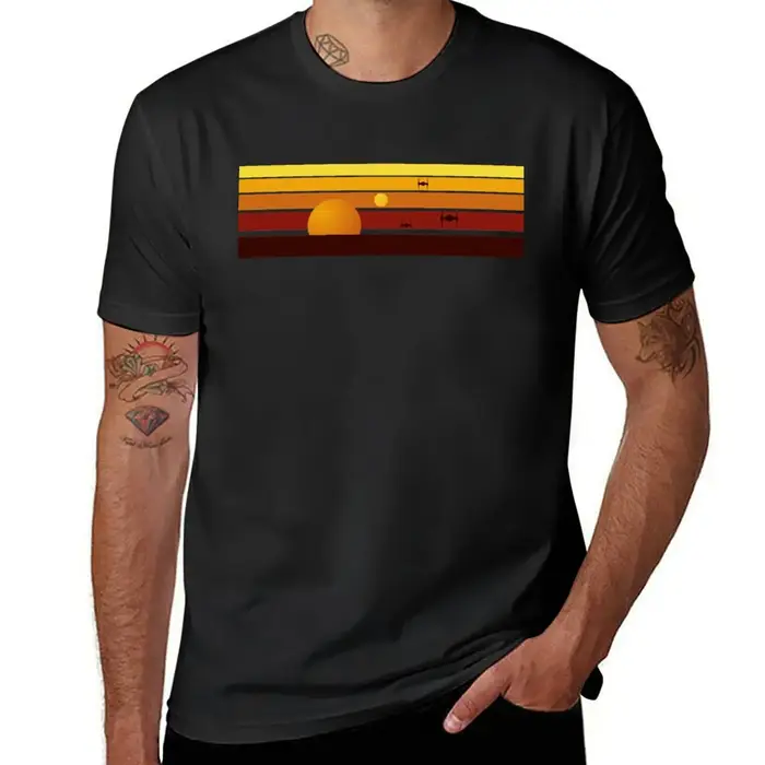 TATOOINE SUN-T-Shirt imprimé animal pour hommes, vêtements d'été pour garçons
