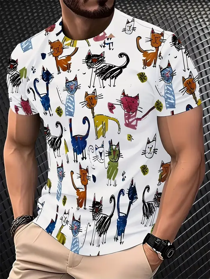 T-shirt pour homme avec imprimé visage amusant