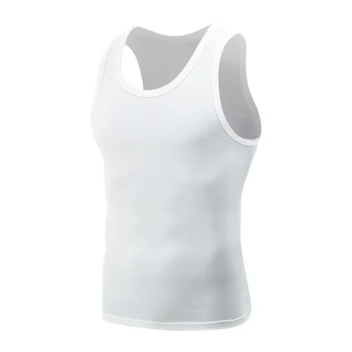 Débardeur Homme 1/3 Noir et Blanc Couleur Unie Épaules Étroites Décontracté Sport Fitness Confortabl