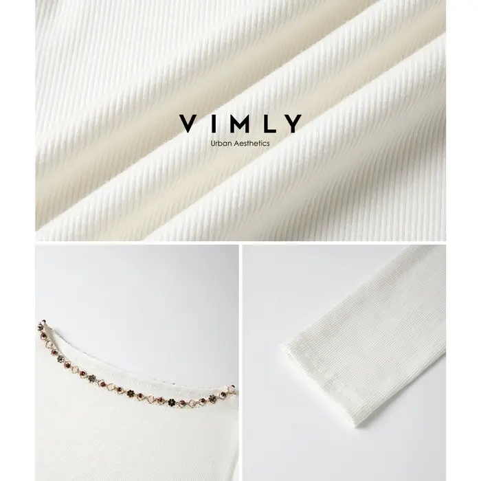 T-shirt blanc à manches longues pour femme VIMLY