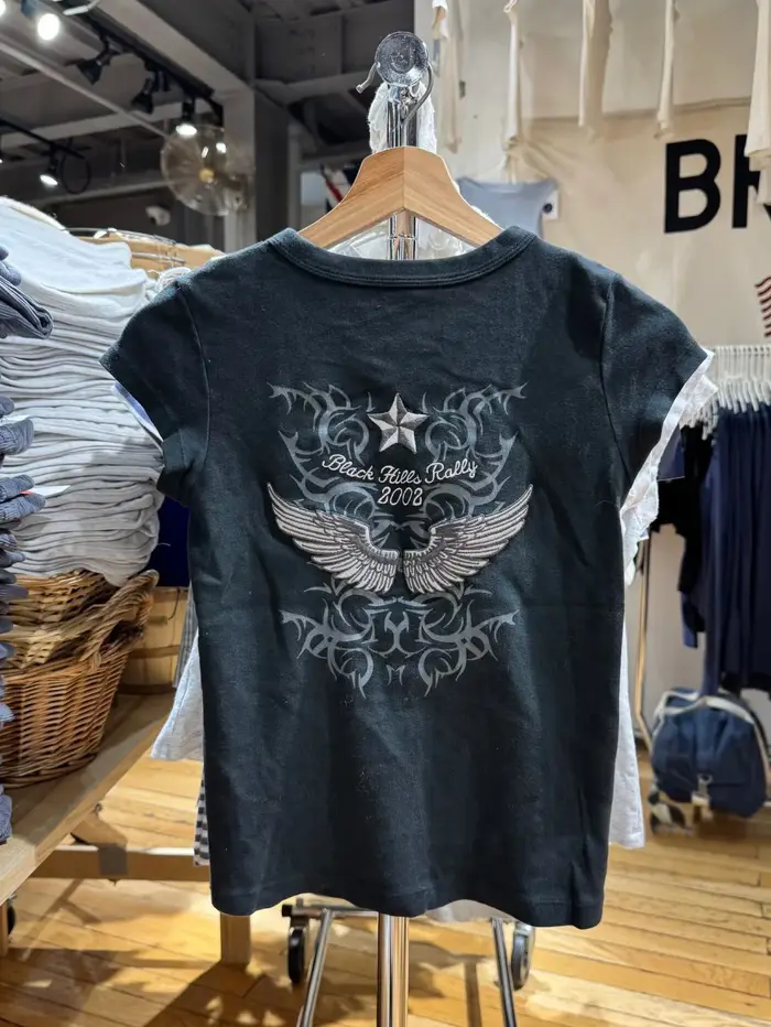 Nouveau T-shirt Femme Brodé Aile Arrière Col Rond Manches Courtes Été Vintage Streetwear Coton