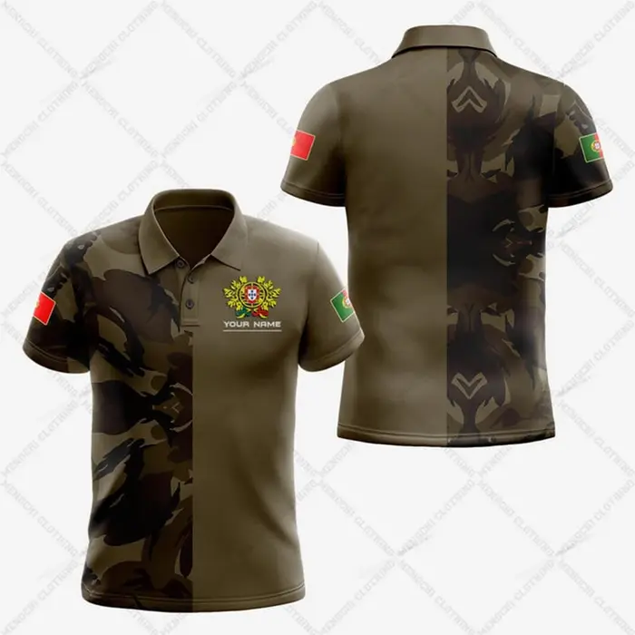 Polo personnalisé avec symbole du Portugal, décontracté d'été pour homme, streetwear cool, maillot E