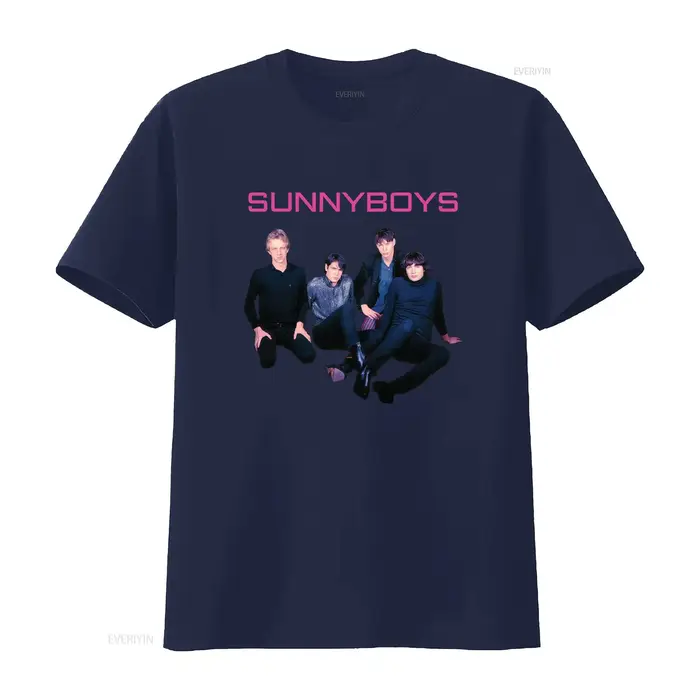 T-shirt Sunnyboys Band Album, taille moyenne, style rétro, imprimé musique rock, vintage, délavé, graphique tendance, streetwear polyvalent