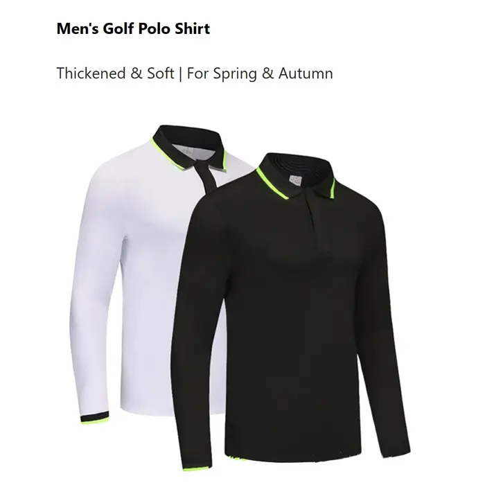 Polo de golf pour hommes pour le printemps et l'automne - Haut à manches longues extensible et à séchage rapide