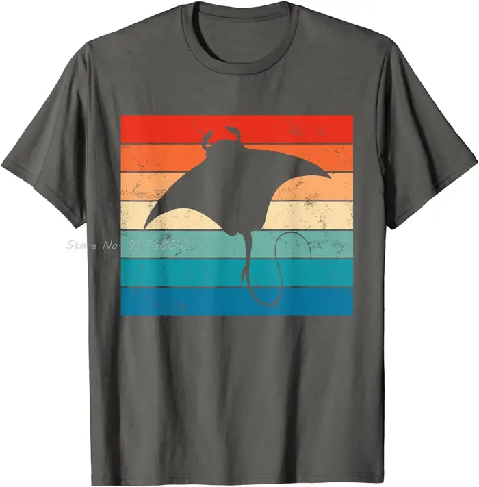 T-shirt en coton nouveau Animal marin plongée sous-marine Stingray rétro Manta Ray unisexe hauts t-shirts été vêtements