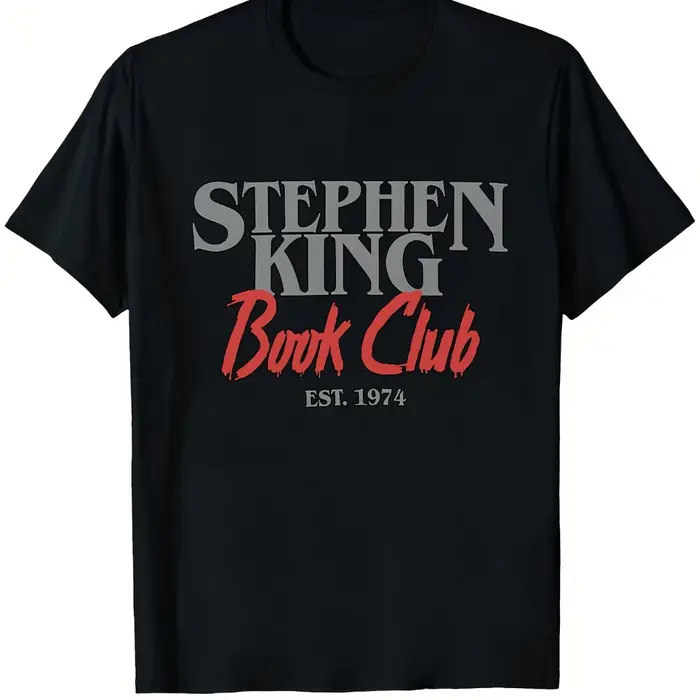 T-shirt graphique pour homme Stephen King Book Club - Noir avec motif littéraire vintage rouge - T-s