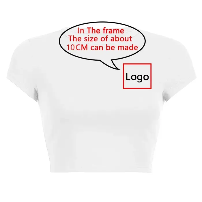 Bricolage votre propre Design motif imprimé personnaliser été à manches courtes col rond couleur unie recadrée nombril femmes hauts courts mode T-Shirt