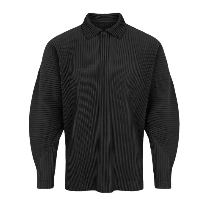 Miyake Plisse haut à revers Polo t-shirt pour hommes