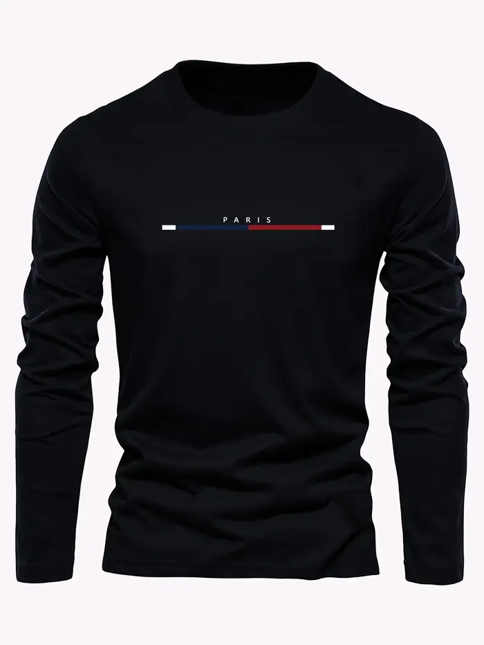 T-shirt à manches longues et col rond pour homme