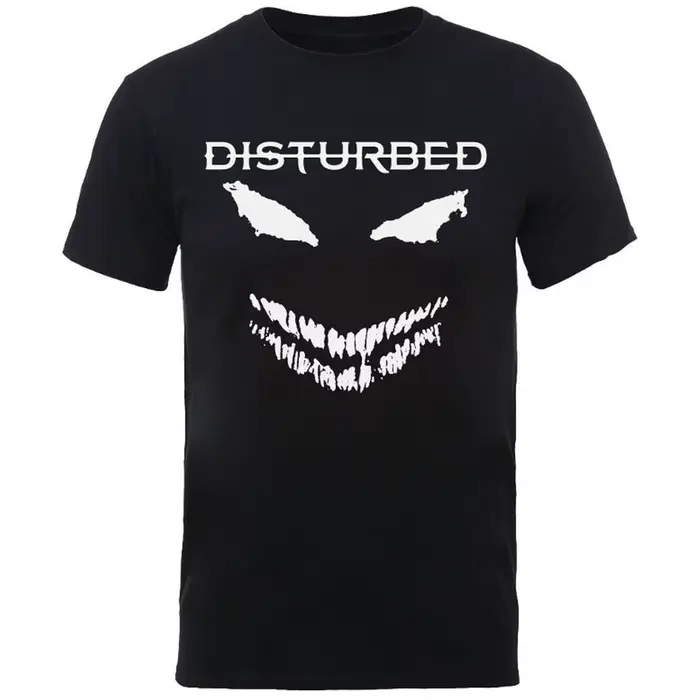T-shirt Disturbed The Guy White Face pour homme, noir, avec motif musical classique de groupe de con
