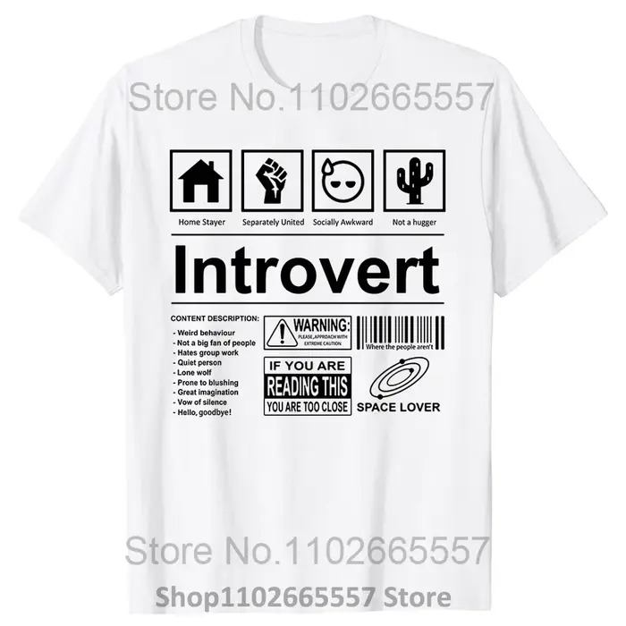 Introvert Logo T-shirt drôle Humor Introvers blague t-shirts été coton Streetwear Humor citations ca