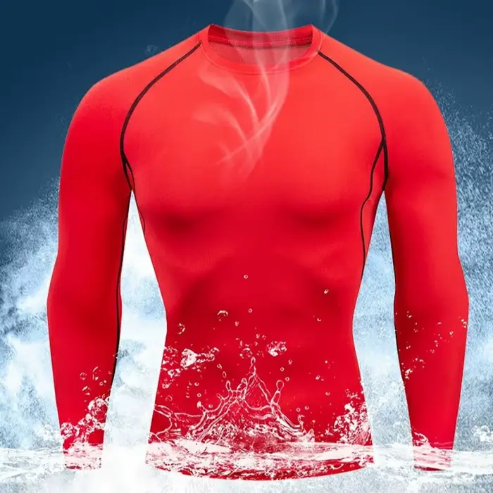 T-shirt fitness à manches longues pour hommes