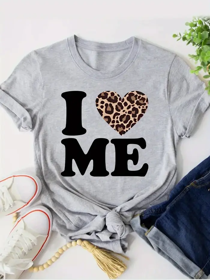 T-shirt imprimé cœur léopard I Me pour femme