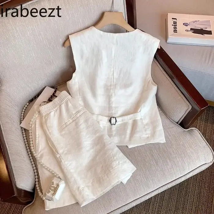 Gilet sans manches en lin français pour femmes