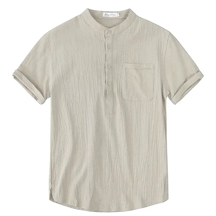 T-shirt à Manches Courtes en Coton et Lin pour Homme, Décontracté, Confortable, Respirant, Taille Am