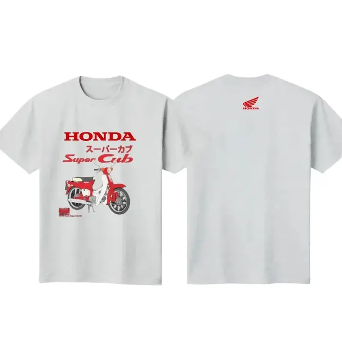 T-shirt pour homme Honda Super Cub, style vintage, motif motard, en coton, décontracté, à manches co